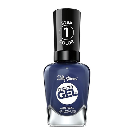 Sally Hansen Miracle Gel, Midnight Mod, Long Lasting, Gel-Like Formula, No UV Lamp Needed, Semi Opaque, Shiny Blue Nail Polish