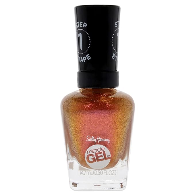 Sally Hansen Miracle Gel™, Sundown Socialite, Long Lasting, Gel-Like Formula, No UV Lamp Needed, Orange Glitter Nail Polish