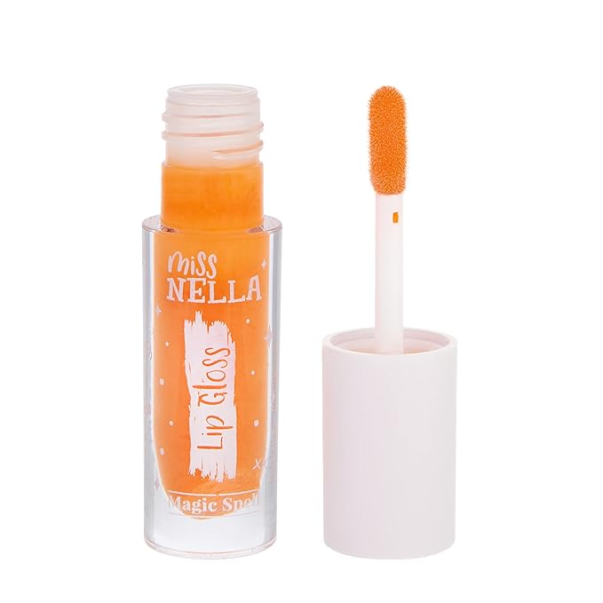 MISS NELLA Magic Spell Lip Gloss, Peach hydrating children Lip Gloss, watermelon scent, gentle on the skin. gives a sheer kiss of colour, with extra shine.