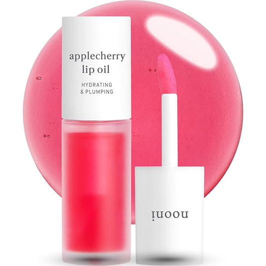 NOONI Korean Hydrating Lip Oil - Applecherry | Long-Lasting, Moisturizing, Plumping, Revitalizing for Dry Lips, Waterproof, No Peel Off, Hydrating, Nourishing Crystal Clear, 0.12 FL Oz
