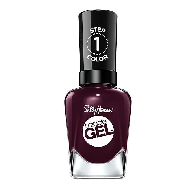 Sally Hansen Miracle Gel, Cabernet With Bae, Long Lasting, Gel-Like Formula, No UV Lamp Needed, Opaque, Shiny Red Nail Polish