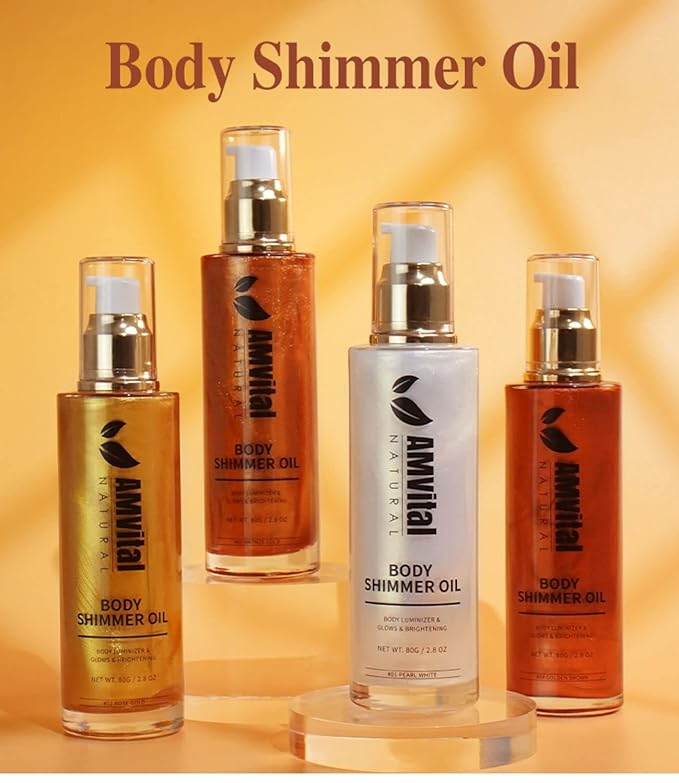 Shimmer Body Oil Rose Gold, Illuminator Highlighter for Body