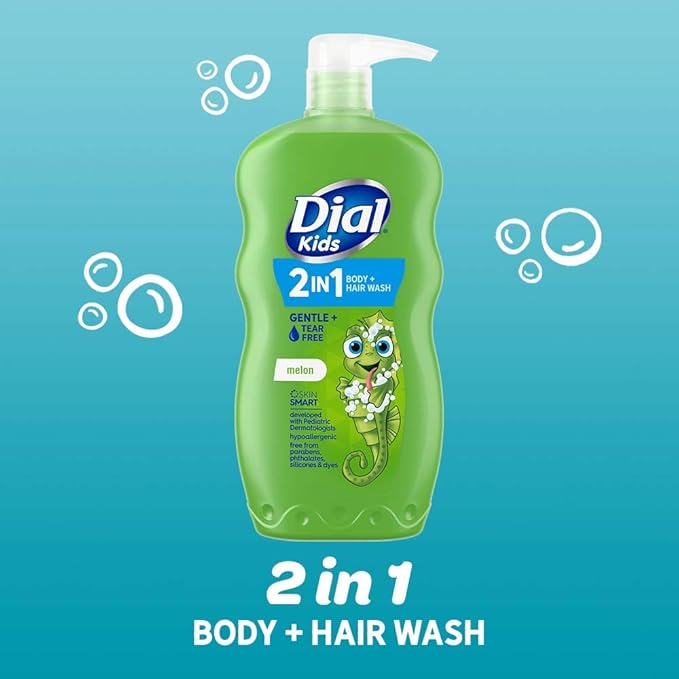 Dial Kids 2-in-1 Body+Hair Wash, Melon Scent, 24 fl oz (Pack of 4)