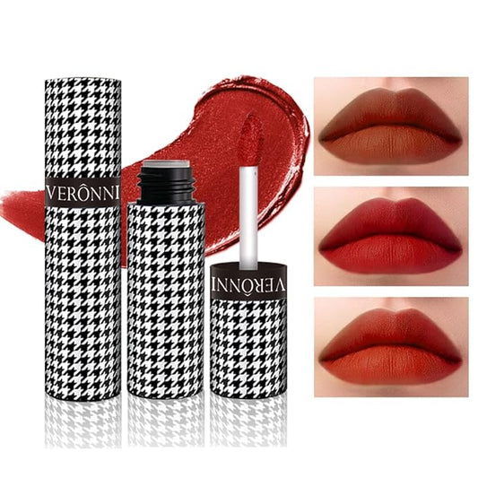 VERONNI 3 Colors Matte Lip Mud,Velvet Lip Gloss Set Multi-Purpose Matte Lipstick, Long Lasting Non-Sticky Gloss Smooth Pack Of 3 Lip Gloss Blush Makeup Set For Lips And Face (Set B)