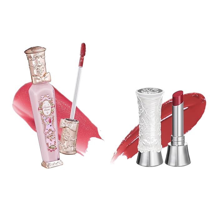 Flower Knows Violet Strawberry Rococo Glitter Lip Gloss G02 Rasberry Booze+Swan Ballet Shine Solid Lip Gloss Stick B07 Ballet Dream