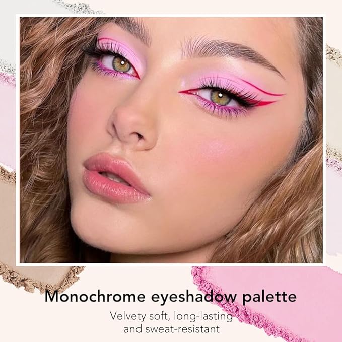 Monochrome Matte Eyeshadow Makeup Palette, Highly Pigmented Peach Pink Eyeshadow Palette, Matte Pressed Powder Eye shadow Makeup, Single Vegan Eye Shadow, Daily Evening Women Girls Eyeshadow Gift 02