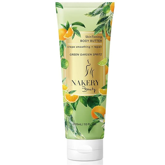 Nakery Body Butter Anti Aging Moisturizer - Body Cream Skin Tightening Cream & Neck Firming Cream, Moisturizing Cream & Neck Tightening Cream for Body & Face Cream for Dry Skin 300ml (Green Garden)