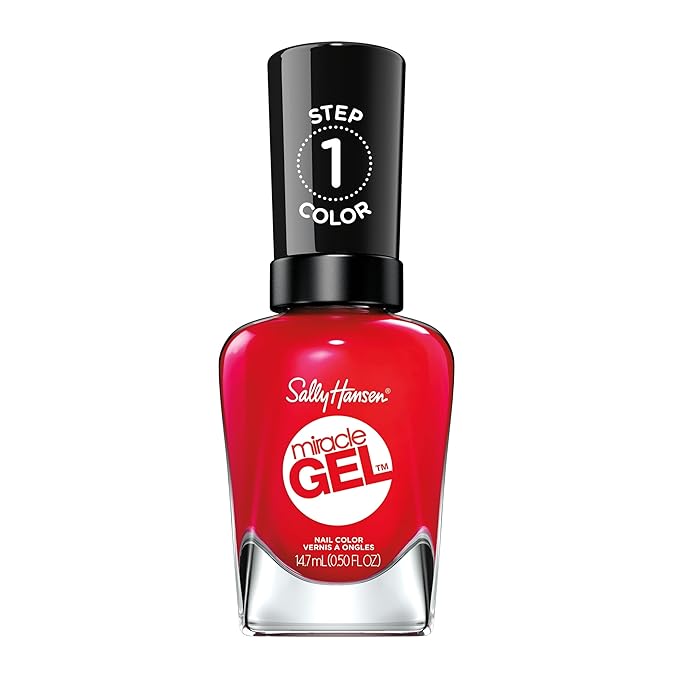 Sally Hansen Miracle Gel, Red Eye, Long Lasting, Gel-Like Formula, No UV Lamp Needed, Opaque, Shiny Red Nail Polish