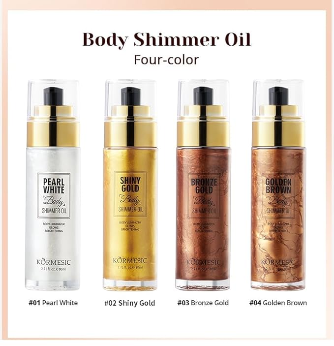 Shimmer Body Oil,Long Lasting Waterproof Face Brighten Glow (Golden Brown)
