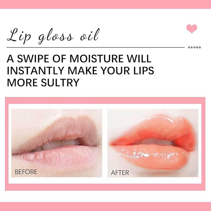 Hydrating Lip Glow Oil Set, Plumping Lip Oil Moisturizing Nourishing Shiny No-Sticky Transparent Tinted Lip Gloss Balm, Natural Lip Plumper Gloss Repairing Lightening (Raspberry)