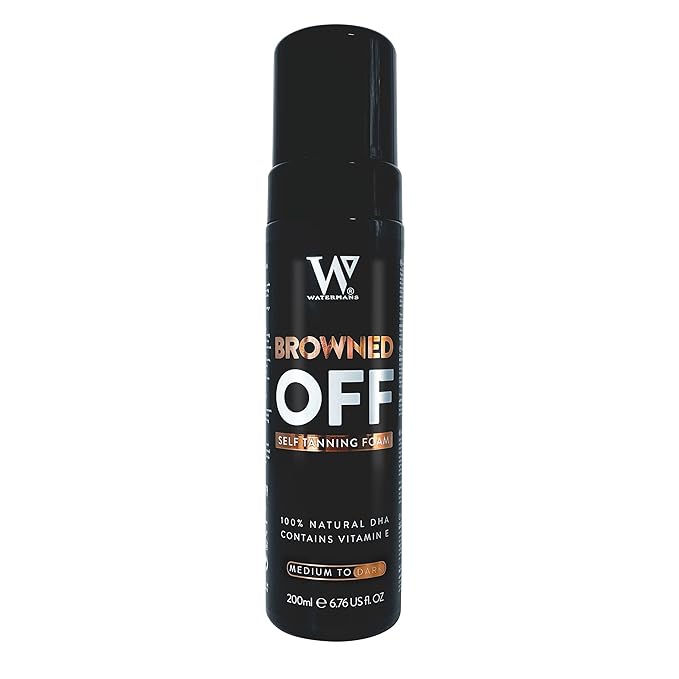 Browned Off® Medium to Dark (200ml) Watermans Self Tanning Mousse with Aloe Vera, Vitamin E, Fast Drying Vegan Fake Tan
