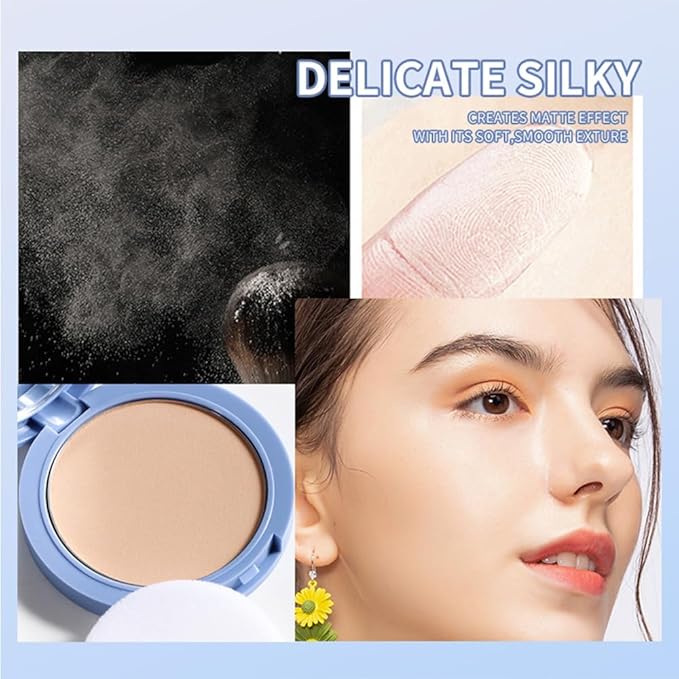 LAMUSELAND Pressed Powder Compact, Oil Control Brighten Skin Girls (JG06)