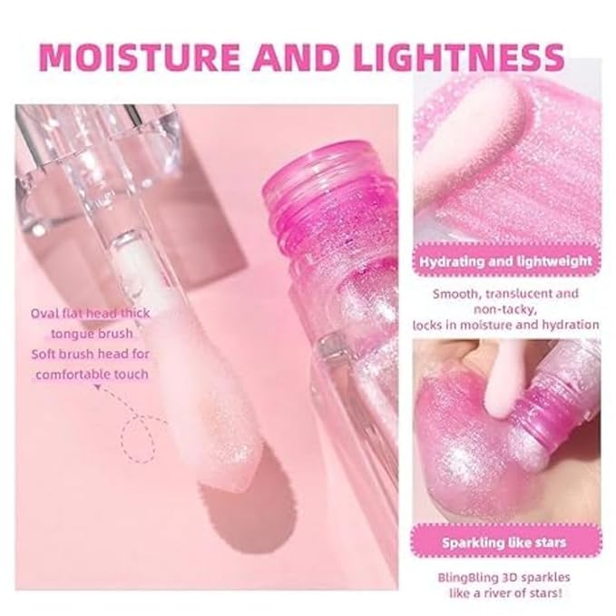 2 Pcs Color Changing Lip Oil,Magic Color Changing Lip Glow Oil With Big Brush,Boss Up Color Changing Lip Oil,Moisturizing and Non-sticky Boss Up Cosmeticsl (Shiny Pink)