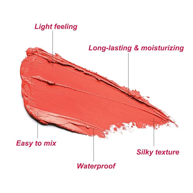 Multi-Use Makeup Blush Stick,Beauty Solid Moisturizer Stick,Waterproof Natural Cheek(2#Hot Red)