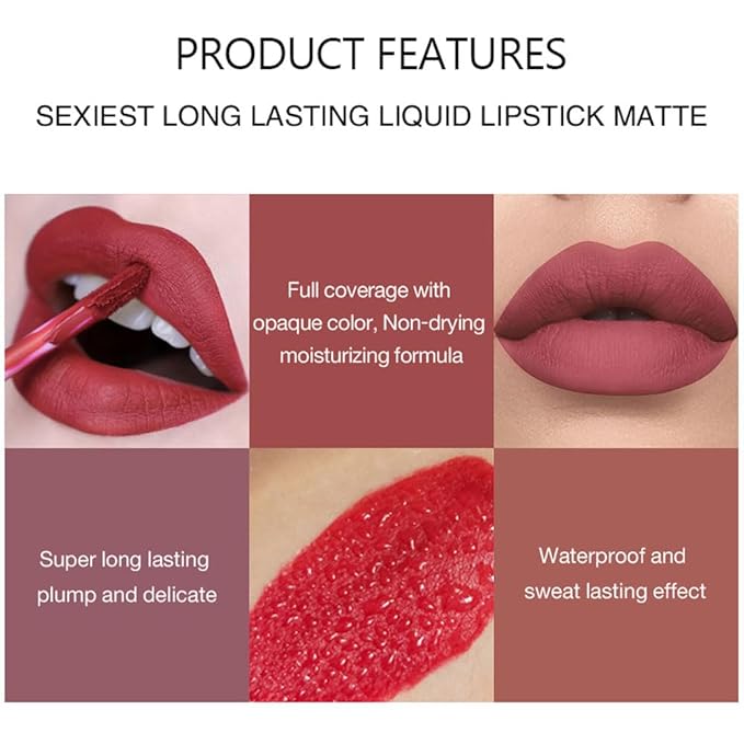 BestLand 3Pcs Matte Liquid Lip Lipstick Set for Women - 24H Transfer-Proof, Moisturizing & Non-Sticky I Warm Nude, Dusty Pink, Soft Coral I Vegan + Cruelty-Free for Daily & Party