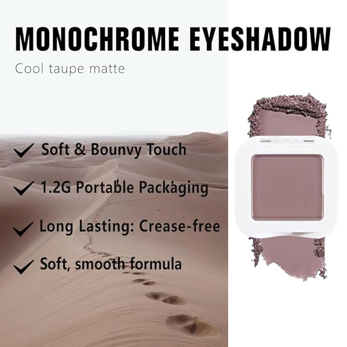 evpct Mauve Taupe Matte Single Eye Shadow Palette Makeup for Older Women, Plum Lavender Purple Natural Cream Eyeshadow Palette for Green Eyes, High Pigment Mini Monochrome Eyeshadow Sombra Para Ojos