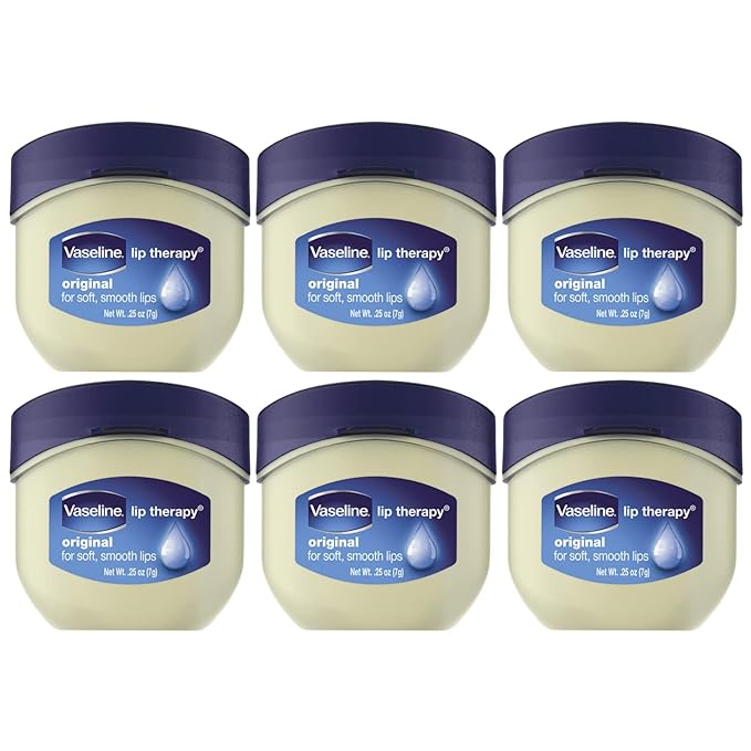 Vaseline Lip Therapy 6-Pack – Mini Lip Balm, Travel-Size Petroleum Jelly Moisturizer for Dry Lips, 0.25 Oz Each