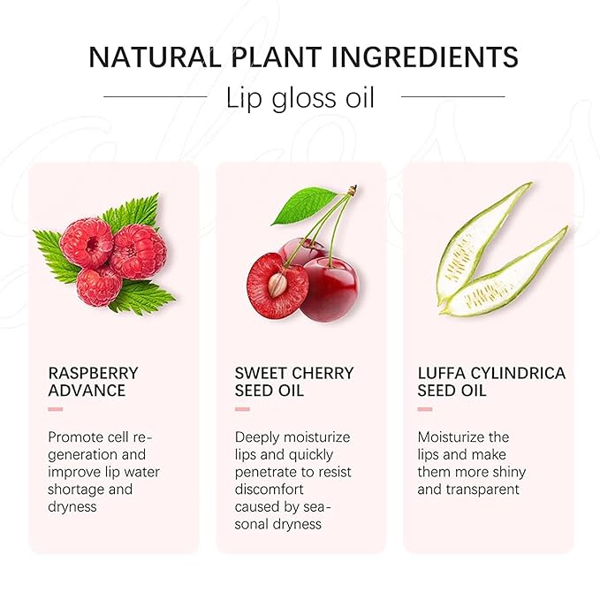 Moisturizing Lip Oil,No-Sticky Gloss Balm Care,Fruit