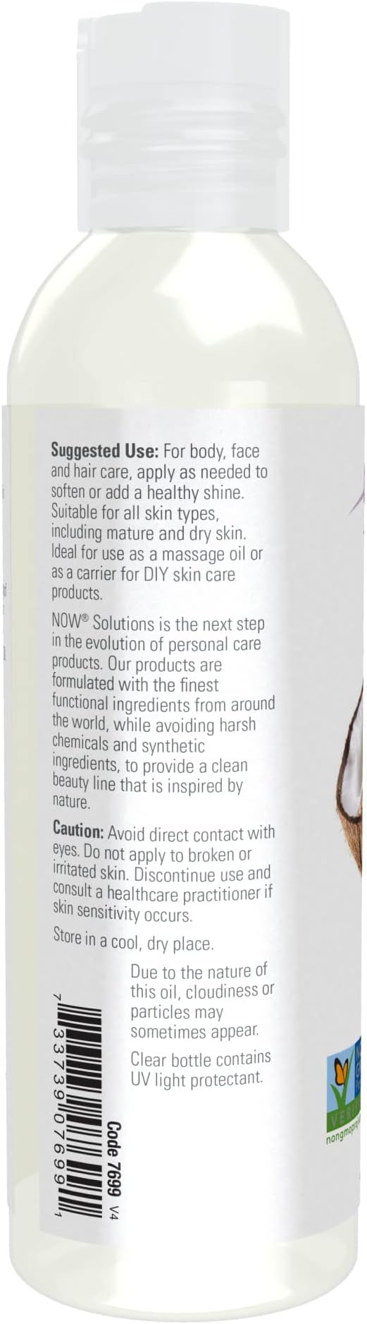 NOW Foods Solutions, Liquid Coconut Oil, Light and Nourishing, Promotes Healthy-Looking Skin and Hair, 4-Ounce