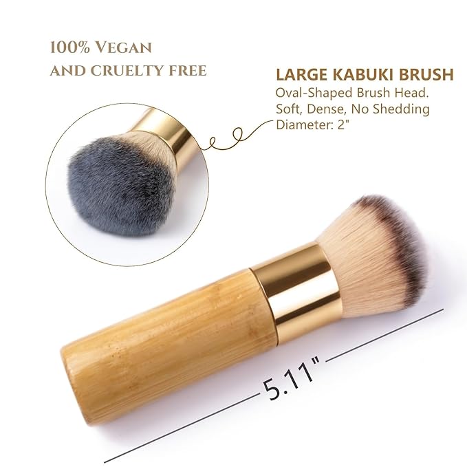 Bronzer Tan Self Tanning Brush, Vegan Large Kabuki Brush for Powder Foundation Self Tanner Applicator Brush, Professional Kabuki Foundation Blush Self Tanner Blending Brush for Face