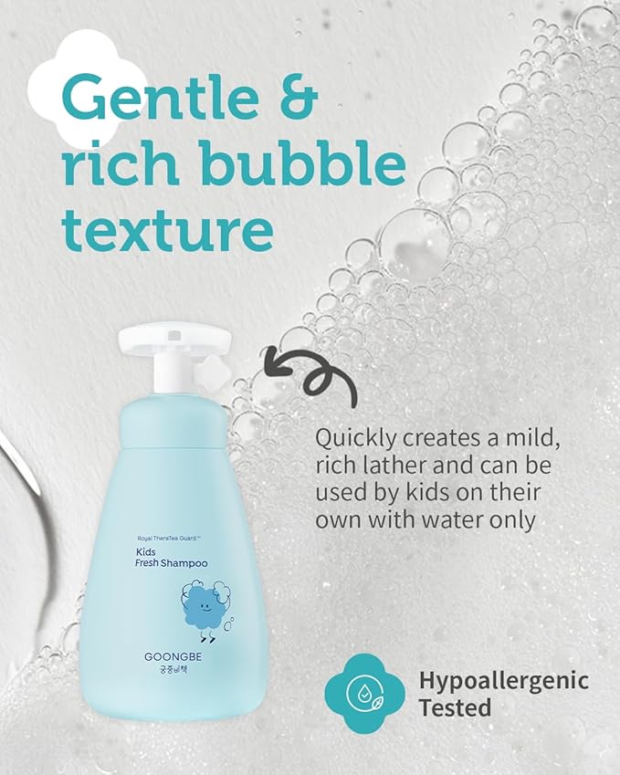 Kids' Fresh Shampoo - Korean Kids Scalp Purifying Shampoo - Gentle Deep Cleansing for Oily, Smelly Scalps - Low pH & Silicone-Free Formula - Allergen Free Scent, 10.1 fl.oz.