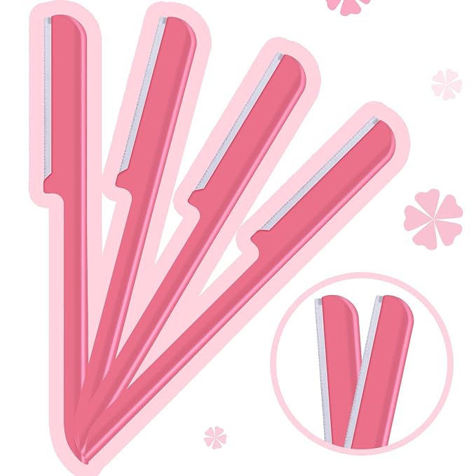 10 Pieces Eyebrow Razor for Women Facial Shaver Razor Brow Shaper Eyebrow Trimmer Dermaplaner Shaping Tool with Cover (Pink)