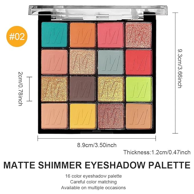 16 Colors Champagne Gold Glitter Matte Shimmer Eyeshadow