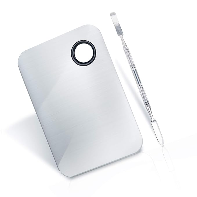 2 Pcs Makeup Mixing Palette, Upgrad Stainless Steel