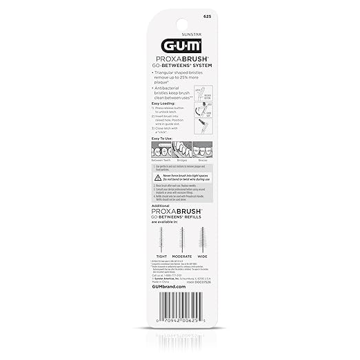 GUM Proxabrush Permanent Handle Refills - Compatible with Go-Betweens Interdental Brushes - Floss Picks for Teeth, Braces, and Implants