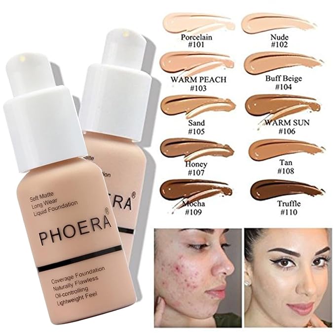 PHOERA Foundation Full Coverage Makeup, Mushroom Head Air Nude CC)