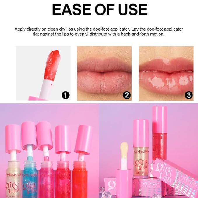 Jelly Cooling Hydrating Non-Sticky Lip Oil, Plumping Moisturizing Cooling