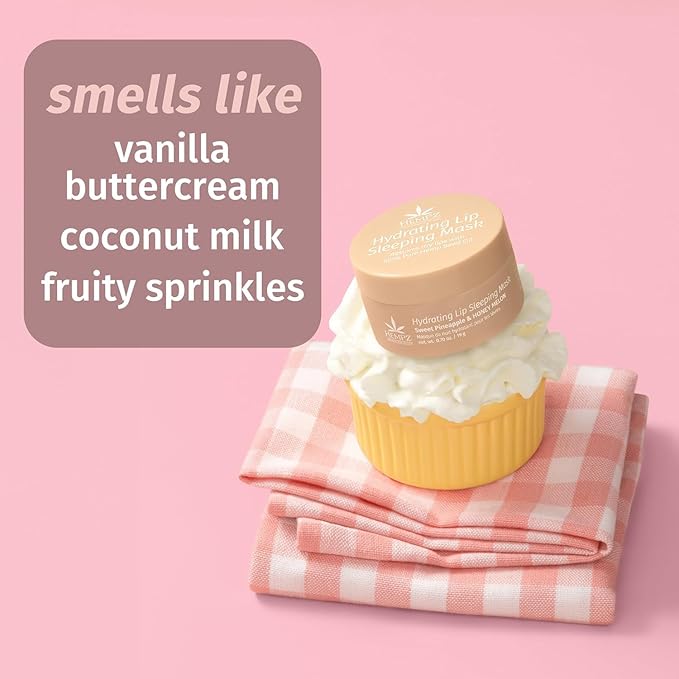 Hempz Hydrating Lip Sleeping Mask - Whipped Vanilla (.70 Oz.) | Overnight Hydrating Lip Balm with Vanilla Lip Butter Balm, Soothing and Hydrating Lip Care for Men or Women, .44oz