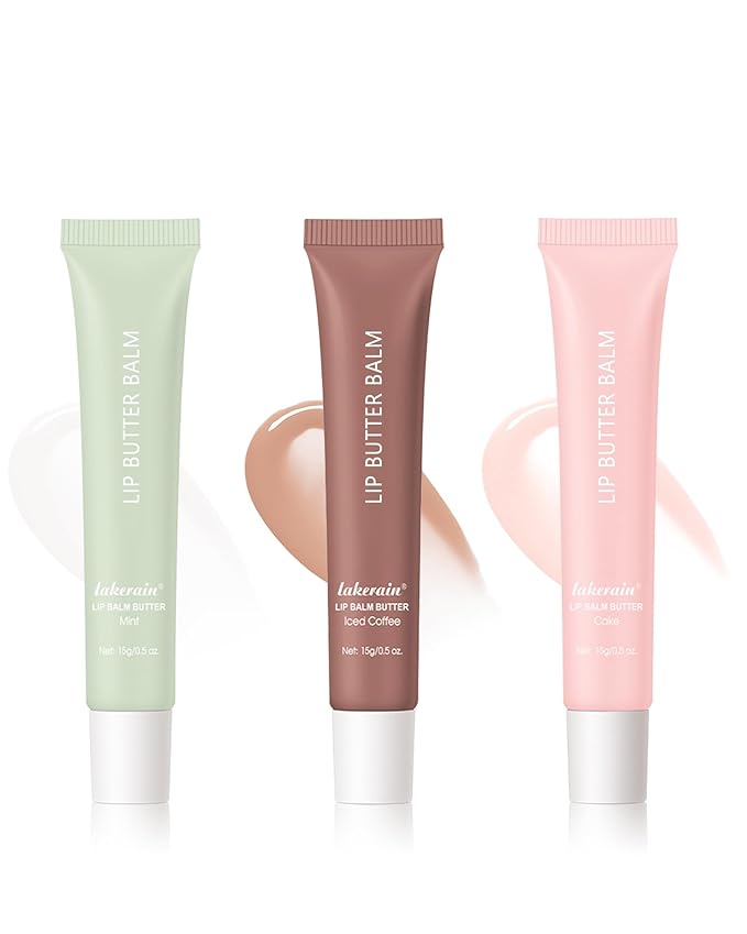 Tinted Lip Butter Balm,3 Colors Hydrating Lip Balm Lip Gloss Vanilla Sheer Tint Stain Non-Sticky Lip Glow Oil for Instant Moisture,Shine and Soothing Women Dry Cracked Lip Care Lip Sleeping Mask-Set B