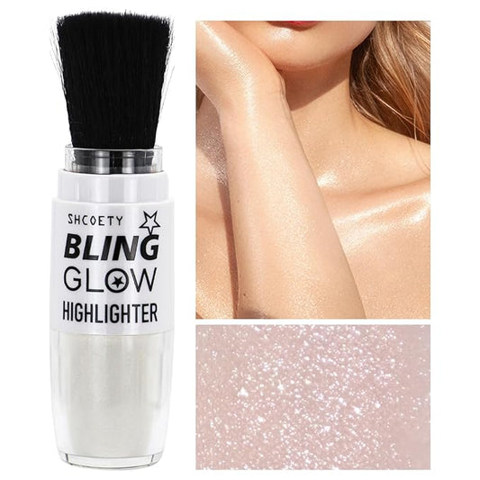 Glitter Powder Highlighter Makeup, Fairy Highlight Shimmer Body Pearl White)