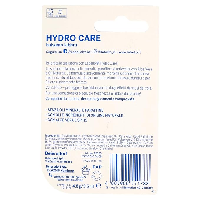 Labello Hydro Care Lip Balm With 5.5ml