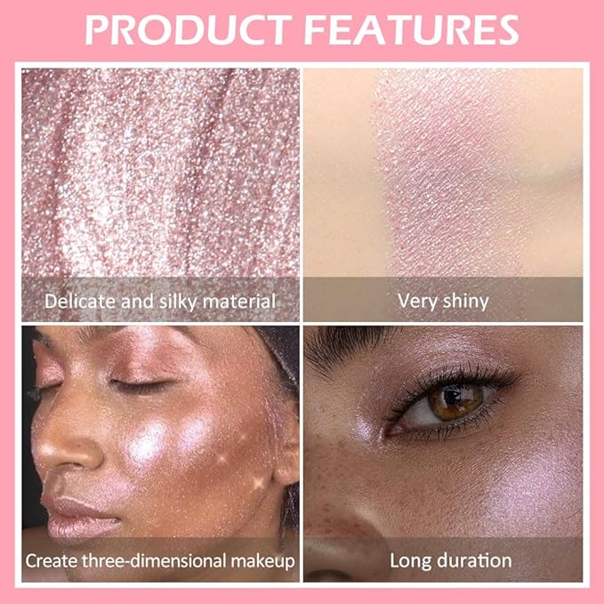 evpct Rose Gold Stardust Liquid Face Highlighter Makeup Palette Stick