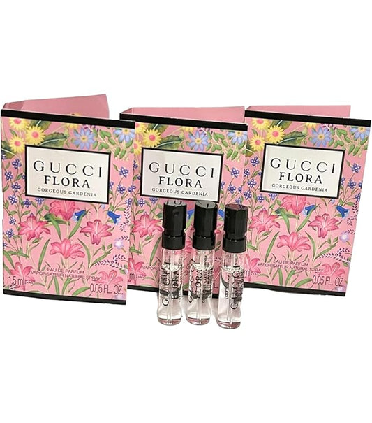 Gucci Flora Sample Perfume Perfume Gorgeous Gardenia Women Spray 1.5 ml / 0.05 oz set of 3