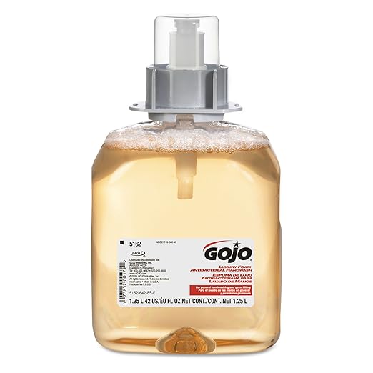GOJO Luxury Foam Antibacterial Handwash, Fresh Fruit Fragrance, 1250 mL Foam Hand Soap Refill for GOJO FMX-12 Push-Style Dispenser (Pack of 3) – 5162-03