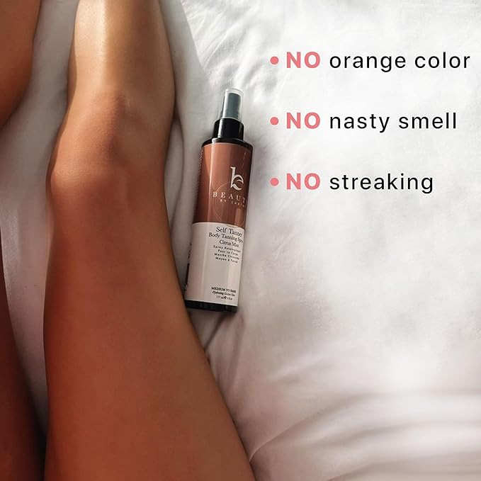 Self Tanner Spray - USA Made with Natural & Organic Ingredients, Fast Drying Spray Tan for Pale Skin, Non Toxic Gradual Tanning Spray, Sunless Tanning Water for Women & Men, Medium to Dark