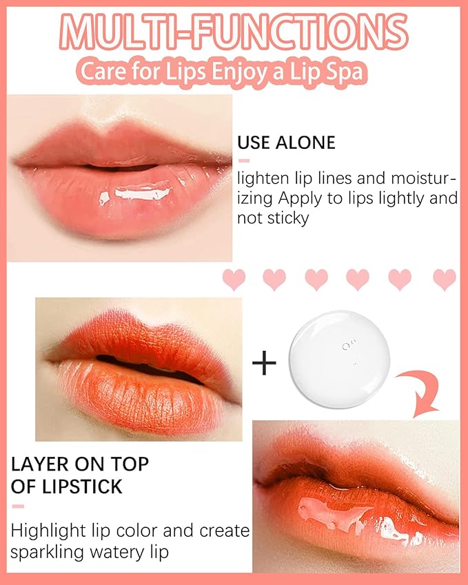 Plumping Lip Glow Oil, Hydrating Tinted Lip Oil Gloss, Transparent Toot Lip Oil, Long Lasting Lip Balm Moisturizing Glow Oil Fresh Texture, Glitter Shine Primer Lip Tint Lip Care Product-#0000