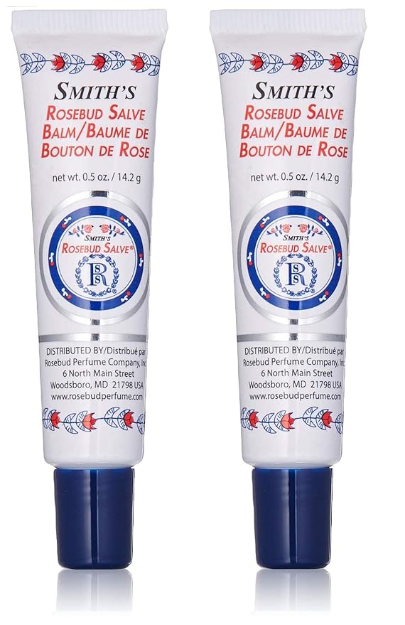 Rosebud Perfume Co. Original Rosebud Salve Tube Two Pack | Moisturizes and Protects Lips | Soothes Irritation and Dry Skin | 2 x 0.5 oz Tubes