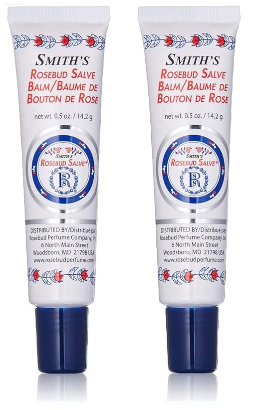 Rosebud Perfume Co. Original Rosebud Salve Tube Two Pack | Moisturizes and Protects Lips | Soothes Irritation and Dry Skin | 2 x 0.5 oz Tubes