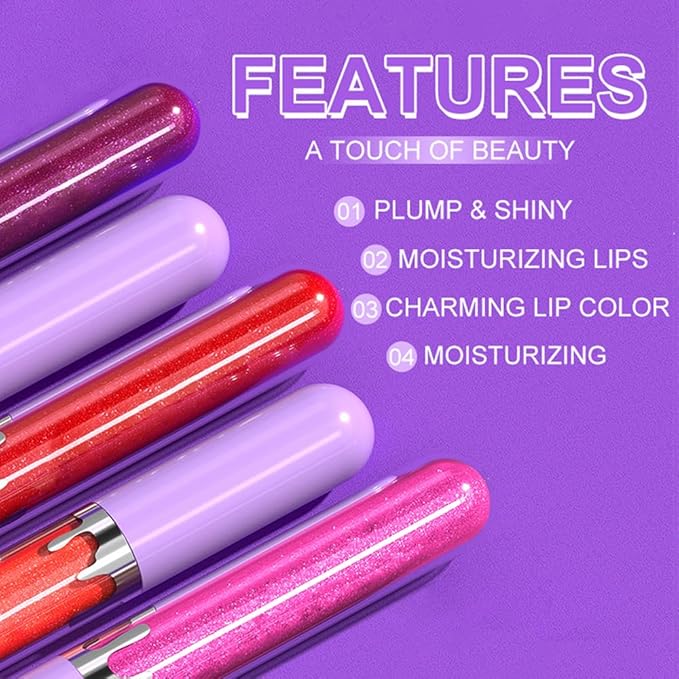 Glitter Liquid Lip Gloss,Peach Shimmer Lipstick, Waterproof Shimmer Lip Stain Lip Glaze, High Shine Long Lasting Shiny Lip Color Makeup 02#