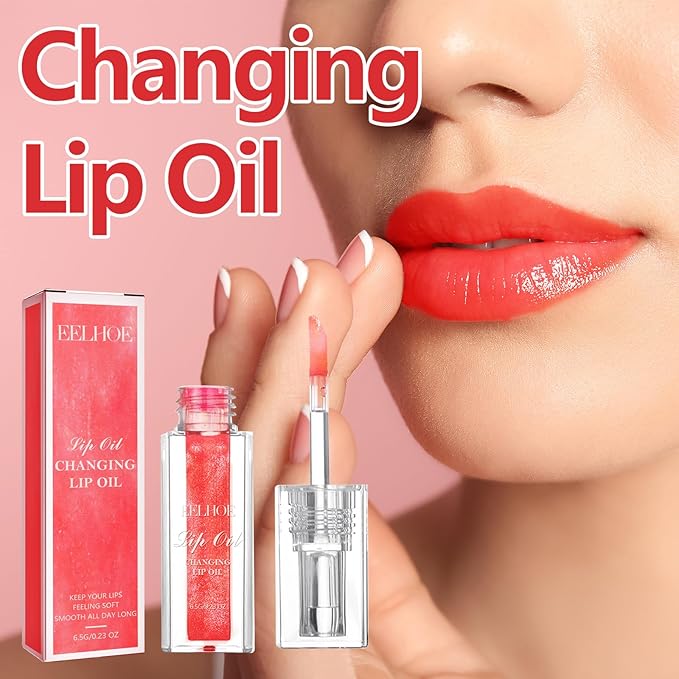 Midnight Boss Up Magic Color Changing Lip Oil Stain Cosmetic PH Actived Moisturizing Hydrating Glow Gloss Tinted Transparent Care Long Lasting Non-Sticky Fresh Texture Nourishing Pink Orange Red