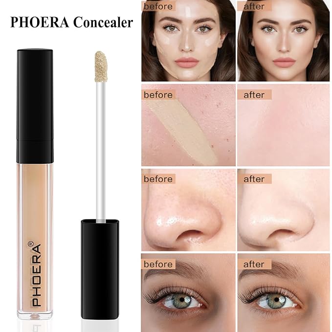 PHOERA Foundation,PHOERA Concealer,PHOERA Makeup Foundation Full Coverage Up Porcelain+102 Nude)