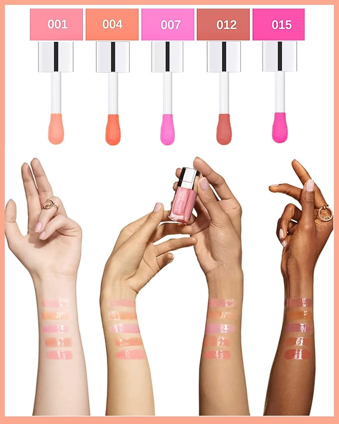 Hydrating Plumping Lip Glow Oil,Tinted Lip Gloss Lip Stain,Glow Reviver Lip Oil,Long Lasting Moisturizing Clear Lip Plumping Oil Tint for Lip Care and Dry Lips,Women's Day Makeup Gift for Women-004