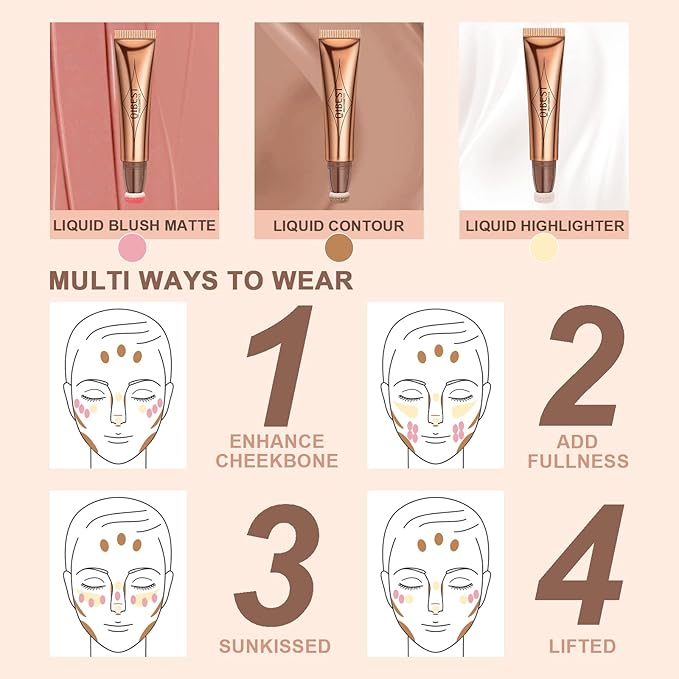 Mysense Liquid Contour Beauty Wand,Gel Cream Bronzer Stick,Blendable Sponge Tip,#01