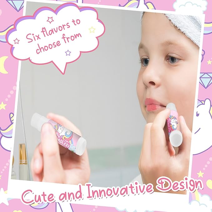 24 Pcs Unicorn Lip Balm Back Girls