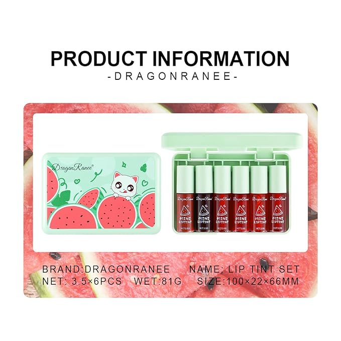 6 Colors Lip Tint Stain Set, Korean Lip