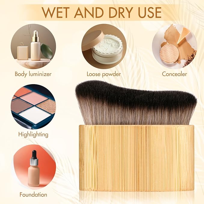 Ouligay Self Tan Brush Portable Self Tanning Brush Kabuki Brush for Self Tanner Brush Sunscreen Liquid Foundation Body Makeup Tanner Blending Brushes for Face Hands Feet